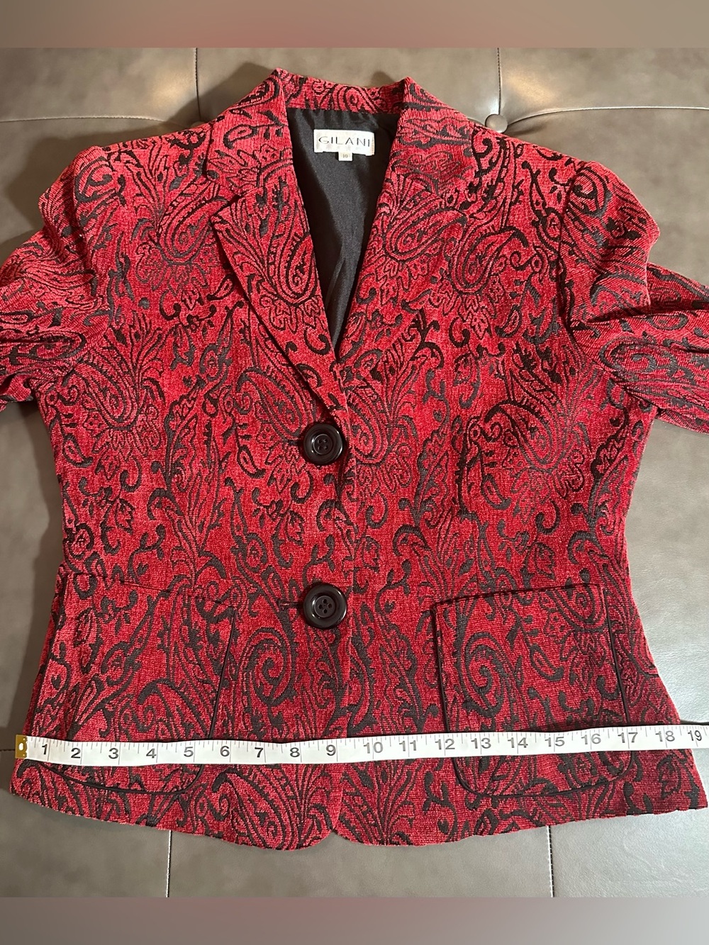 Gilani Red Black Paisley Jacquard Blazer Jacket Size 10 - Picture 5 of 9